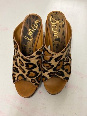 Sam Edelman Leopard Print Open-Toe Mules - Brown Black